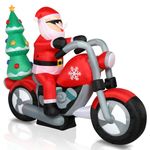 6FT Inflatable Santa Claus Riding Motorcycle Christmas Outdoor Garden LED Decora