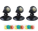 Garden Pond Light Set 3 LED & Coloured Lens Under Water Garden Xmas Lighting