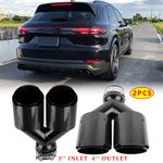 For Porsche Cayenne Pair Carbon 3'' to 4'' Dual Exhaust Pipe Tail Muffler Tips