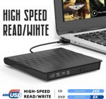 USB 3.0 External DVD CD Hard Disc Burner Player Reader Optical Drive PC Laptop