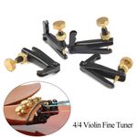 4 Pcs Metal Violin Fine Tuner String Adjuster Tuning Black for 4/4 3/4 Violins
