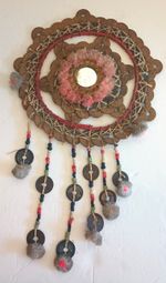 Antique Chinese Coin Mirror Hanging Wall Art Bali Salang Chinese Kepeng Coin
