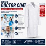 WHITE STANDARD CLASSIC LAB COAT UNISEX HYGIENE WAREHOUSE LABORATORY DOCTORS