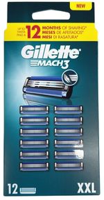Gillette Mach3 XXL Razor Blades For Men, 12 Razor Blade Refill Cartridges