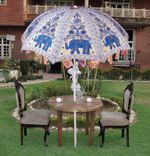 Garden Parasol Handmade Embroidered Indian Outdoor Sun Shade Patio Umbrella
