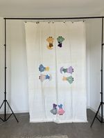 Vintage Quilt Top with Hand Stitched Appliques Cotton USA 1970s