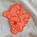 Vintage Care Bear Original 1980's Hard Plastic Heart Badge Pin Pink 1985 AGC