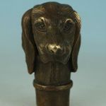 Victorian Antique Walking Stick handle with Bronze Dog Head Walking Stick handle