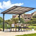 Wall-Mounted Aluminium Hardtop Gazebo, Heavy Duty Outdoor Pergola Awning