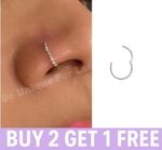 Thin Crystal Nose Ring Clicker Hoop 6mm 8mm Gold & Silver Helix Tragus