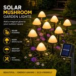 Pack of 10 Solar Mushroom Multi Function LED Outdoor Garden Pathway Stake Lights