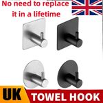 Self Adhesive Hooks Towel Holder Wall Door Stainless Steel Coat Bathroom 2-20PCS