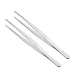 Tweezers 300mm L Stainless Steel Straight Blunt Serrated Tip Tweezer 2-Pieces