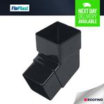 FloPlast Square Line Offset Bend 112.5° Black Guttering 65mm *Bulk Buy Available