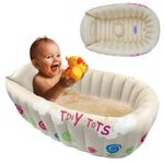 TINY TOTS INFLATABLE BABY HEAT TEMPERATURE SENSOR WASHING TRAVEL BATH SUPPORT 