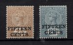 Ceylon 1891 15c on 25c & 28c mint MNH SG239-240 WS36339