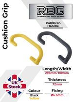 Large Steel Core Safety Pull Grab Handle Soft Cushion Grip (Black/Yellow)