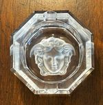 Versace Clear Crystal Octagon Ashtray Medusa Head Decorative