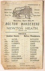 BOLTON WANDERERS v NEWTON HEATH (Manchester United) 1892 Programme reprint