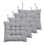 Set of 4 Seat Pad Cushions For Dining Chairs Tie On Seater Pads Garden Kitchen