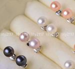 4 Pairs 8-9mm Natural Freshwater Pearl 925 Sterling Silver Post Stud Earrings