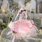 Bowknot Flower Baskets Collection Wedding Basket Decor with Handle Flower Girl