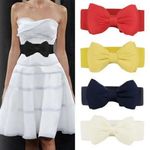 Women Wide Elastic Waist Belt Big Bow Stretch Cinch Dress Belt