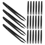 Black Plastic Tweezers for Crafting Durable Straight Tip Bead Pick Up Tool