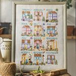 Year of houses house sampler calendar Cross Stitch Chart