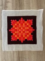 70s style tapestry panel unframed, needlepoint embroidery wall hanging art retro