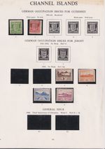 Guernsey and Jersey WWII Occupation Stamps on a Page