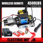 Electric Winch 4500lbs 12v with Synthetic Rope & 2pcs Wireless Remote Garage