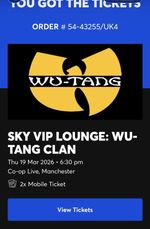 2 -  SKY VIP LOUNGE Tickets: WU-TANG CLAN