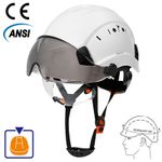 CE Construction Safety Helmet with Visor Built In Goggles ABS Hard Head Hat Cap