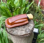 Leather Handmade Brown  Sheath Hunting Buck 112 Ranger cross draw, belt loop