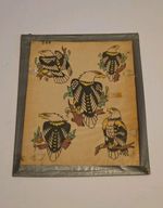 Rare Vintage 1960s Traditional Huck Spaulding Tattoo Shop Flash Sheet Hand Color