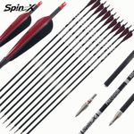 12pcs Carbon Arrows ID6.2mm Spine500‑800,4" Turkey Feather 100gr Target Tips
