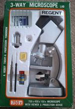 327. 3-Way Microscope Lab 750x Zoom  With Viewer & Projection Device - Boxed VGC