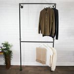 Clothes Rail Rack Unit Industrial Metal Raw Steel Pipe Wall & Floor Mounted