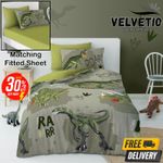 Dinosaurs Duvet Cover OR Matching Fitted Sheet Set Soft Reversible Kids Beddings