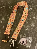 BEAVERTOWN Skull Pin + Skull/Bones LANYARD Key Chain Clip NEW - New Rare Pub Bar