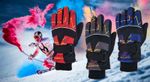 Childrens Boys Girls Ski Gloves Thermal Insulation Kids Winter Warm Fur Lined
