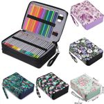 200 Slot Coloured Pencil Case Organiser w/Zipper Handle Large Capacity Pen Bag