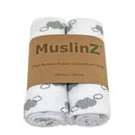 MuslinZ 2PK Luxury Baby Muslin Swaddles 120cm Bamboo/Organic Cotton Grey Cloud