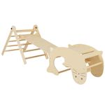 7-in-1 Wooden Foldable structure Indoor Climbing Toy, Anti‑tipping safety straps