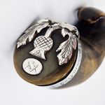 GEORGIAN SCOTTISH SOLID SILVER MOUNTED MASONIC RAMS HORN SNUFF MULL c1820