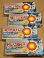 4x Nurofen Cold & Flu 16 Tablets Pain Relief Congestion Fever