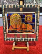 Handcrafted Stained Glass Framed Panel Lion Safari Window Art  14x11in VIBRANT 
