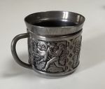 Nordic Pewter Mini Cup ITB Tinn Norway Nordic Folklore Relief Decoration Vintage