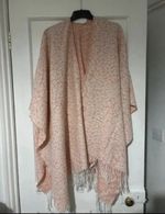 Apricot / Peach and White Poncho/ Wrap One Size Excellent Condition